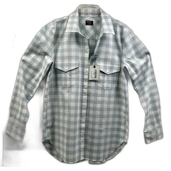 Untuckit Santa Marzi Women's White Blue Plaid Button-Down Shirt Sz 8 - Picture 2 of 4